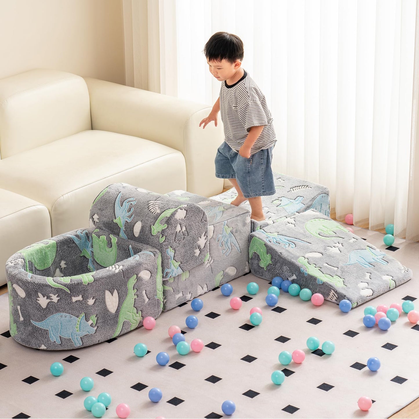 Tiita Baby Climb And Crawl Playset 5-Piece, Kids Foam Climbing Block With Small Ball Pit - Indoor Soft Play Climber For Playtime