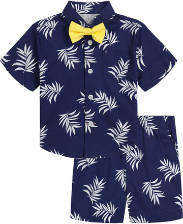 Tommy Hilfiger Baby Boys' 4-Piece Formal Suit Set, Includes Shirt, Dress Pants, Vest & Tie, Flag Blue, 24 Months