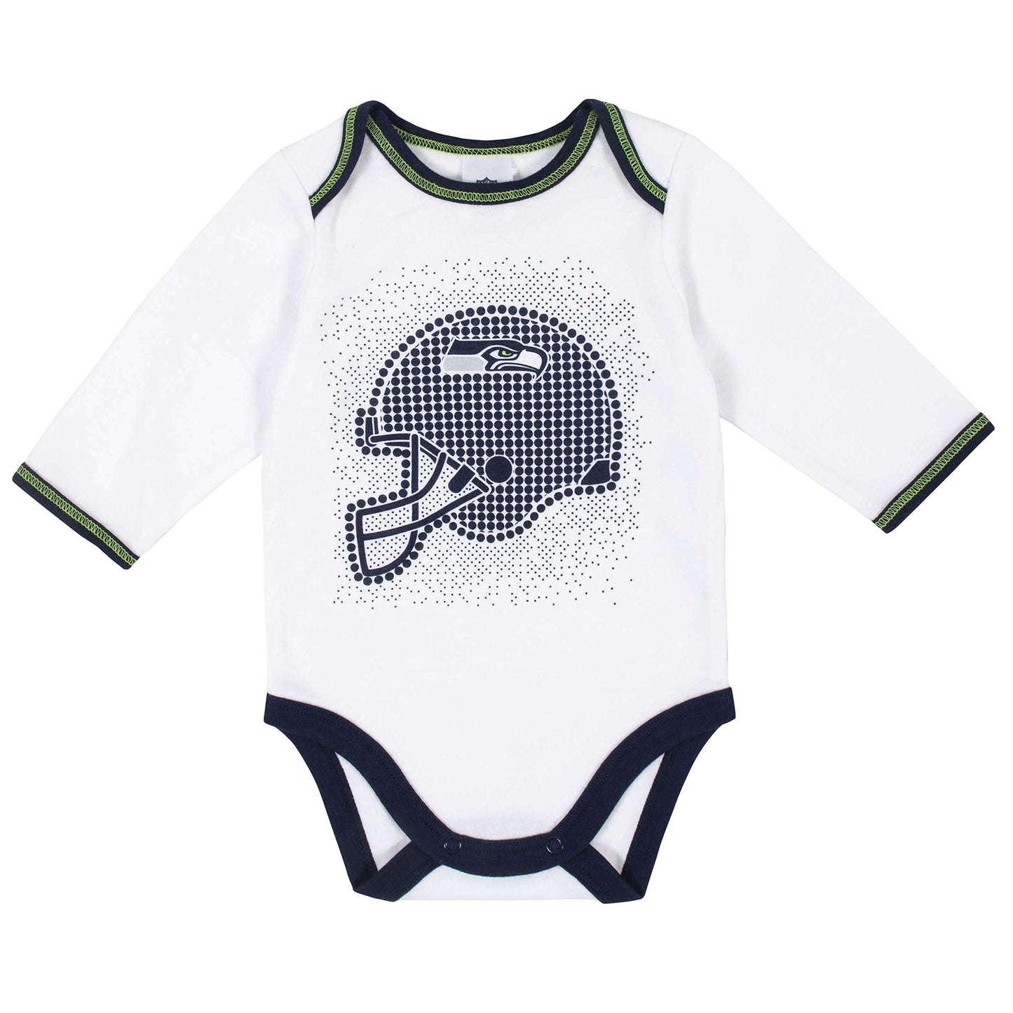 Gerber Nfl Seattle Seahawks 3 Pack Bodysuit Footed Pant And Cap Registry Gift Set, Blue/White Seattle Seahawks, 6-9M