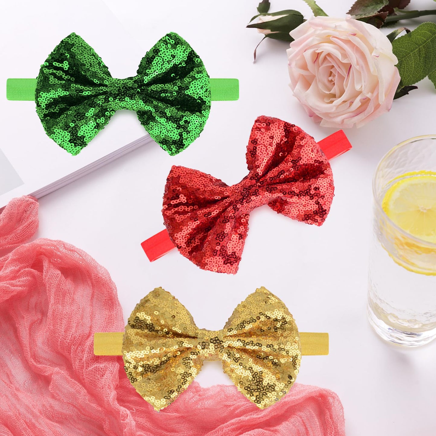 Song Qing Baby Infant Girls Hair Band Sequined Bow Headband Turban Knot Hair Headwear