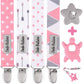 Dodo Babies Pacifier Clip & Teether Toy Set - Four Clips Plus Two Silicone Teether Toys - Universal Holder Fits Most Paci Brands