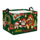 HUUMONSS Dog Merry Christmas Gift Basket Christmas Tree Bells Shelf Toy Storage Box Collapsible Baby Nursery Hamper, Green, 36L
