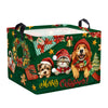 HUUMONSS Dog Merry Christmas Gift Basket Christmas Tree Bells Shelf Toy Storage Box Collapsible Baby Nursery Hamper, Green, 36L