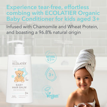 Ecolatir Kids Hair Balm Easy Detangling 3+ - Baby Conditioner Tear-Free, Toddler Hair Detangler, Kids Conditioner For Curly Hair