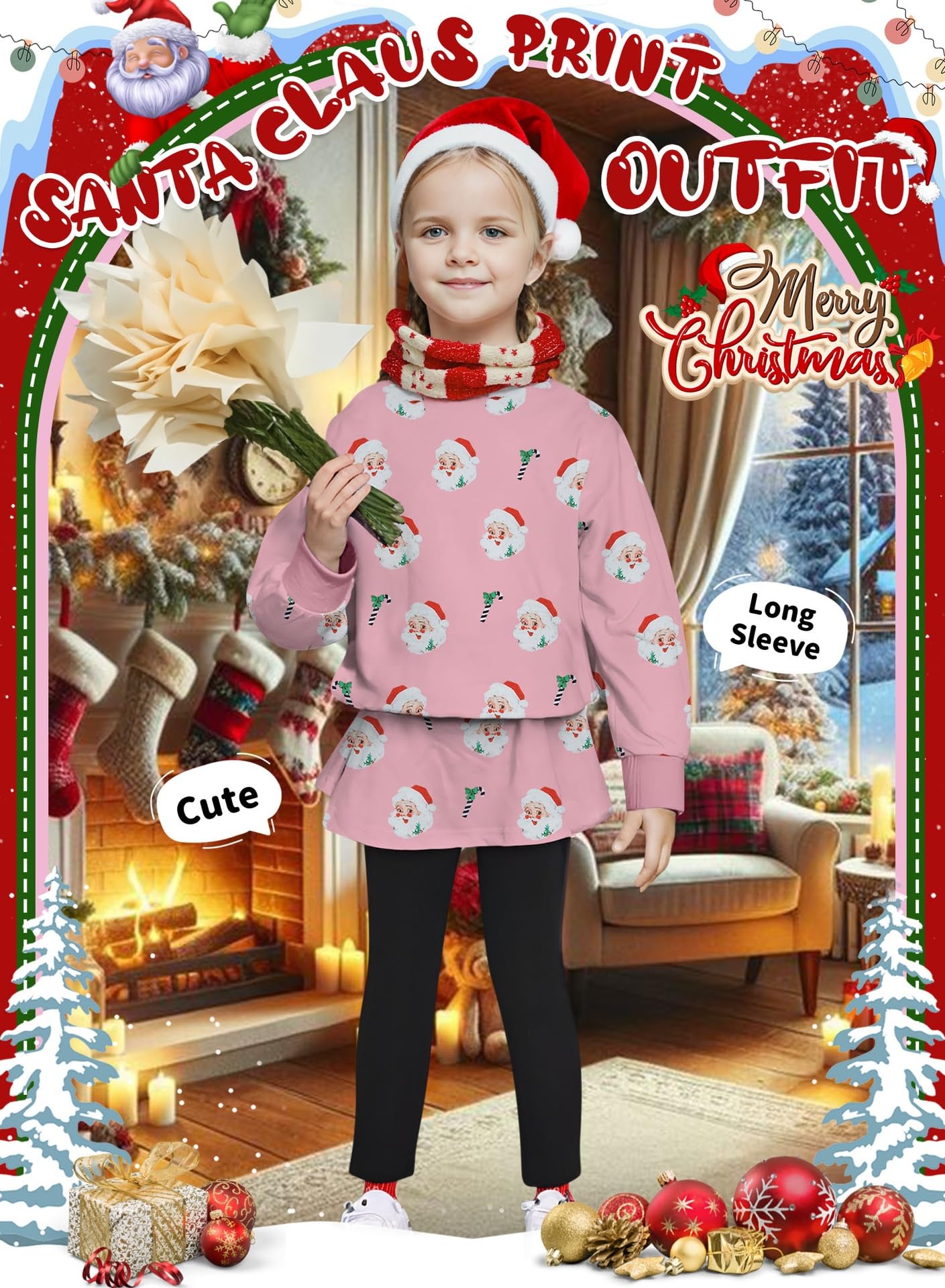 Bomdeals Adorable Cute Toddler Baby Girls Clothes Set,Long Sleeve T-Shirt +Pants Outfit(Pink,120,2144B)