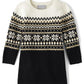 The Children'S Place Baby Girls' And Toddler Long Sleeve Sweater Dress, Black And White Fairisle, 3T