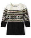 The Children'S Place Baby Girls' And Toddler Long Sleeve Sweater Dress, Black And White Fairisle, 3T