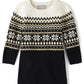 The Children'S Place Baby Girls' And Toddler Long Sleeve Sweater Dress, Black And White Fairisle, 5T