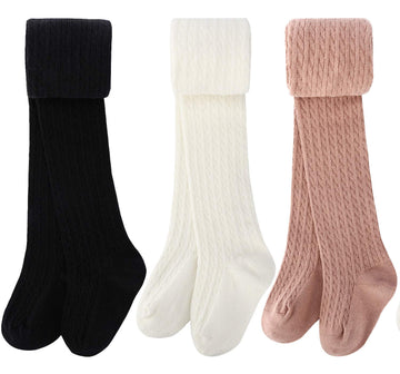 Booph Girls Tights Baby Toddler Cable Knit Leggings Pants 4-5T J-3 Pack