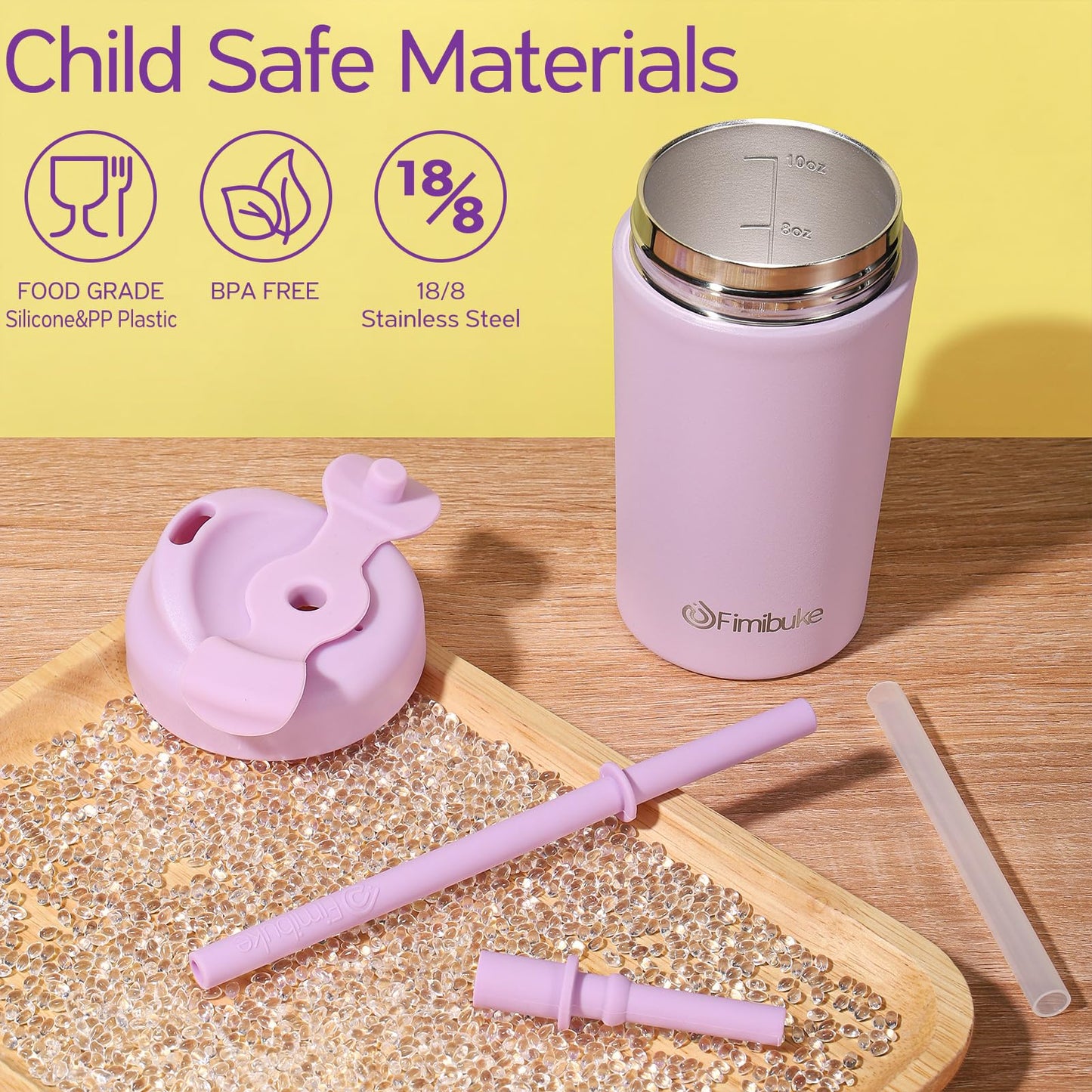 Fimibuke Kids & Toddlers Cups With Straw, 10Oz Spill Proof Sippy Cups For Toddlers, Insulated Stainless Steel Kids Tumblers With