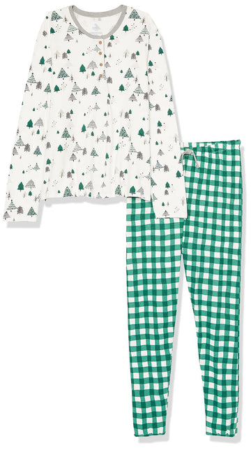 Honestbaby Baby Pet Organic Cotton Holiday Family Jammies Pajamas, Emerald Painted Buffalo, Bandana X-Small/Small