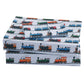 Viviland 3 Pieces Boys Grey Twin Sheet Set - Soft Microfiber Fitted Flat Sheets & Pillowcase - Retro Train Print Bedding Sets - 