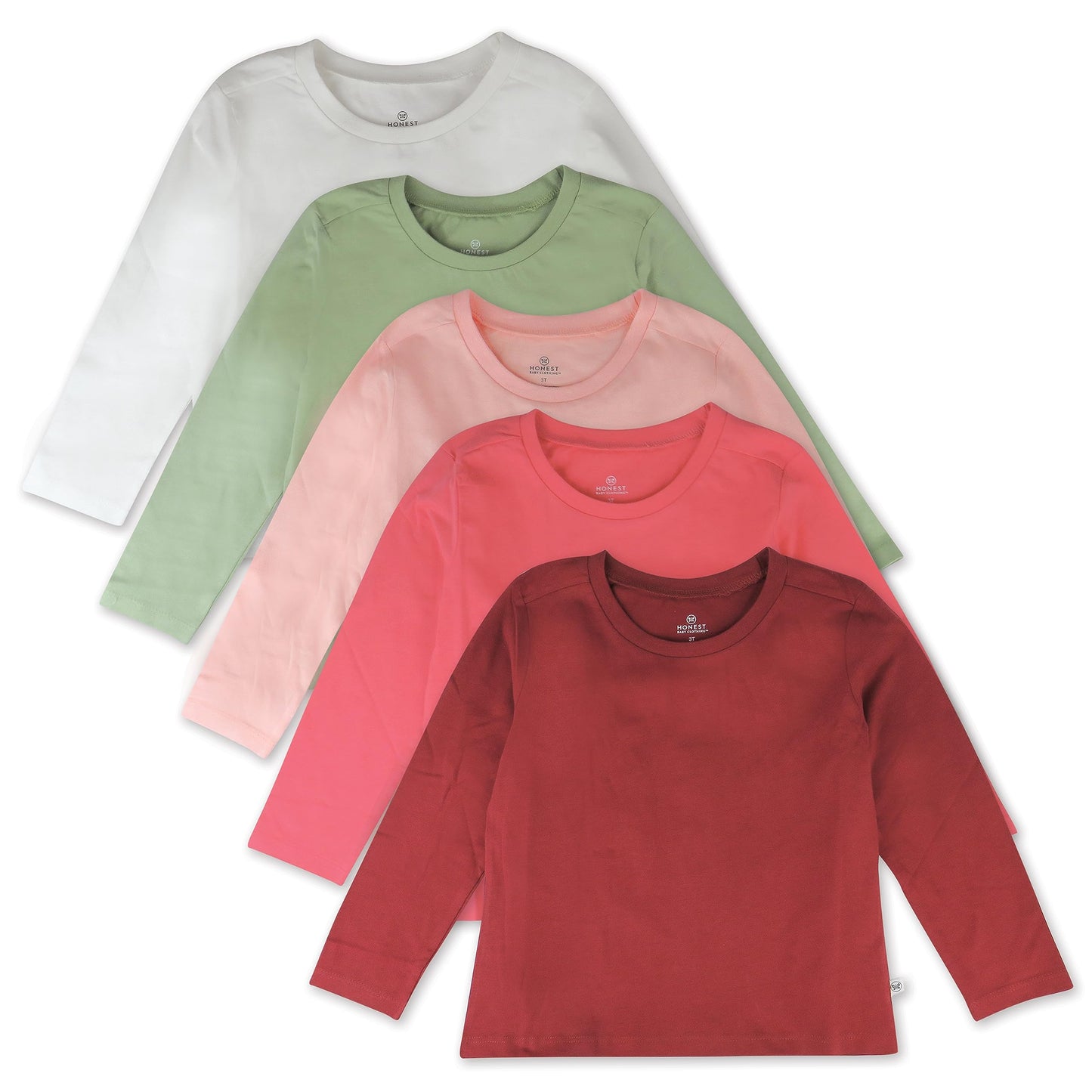Honestbaby Multipack Long Sleeve T-Shirts Tee 100% Organic Cotton Infant Baby, Toddler, Little Kids Boys, Girls, Unisex, Romanti