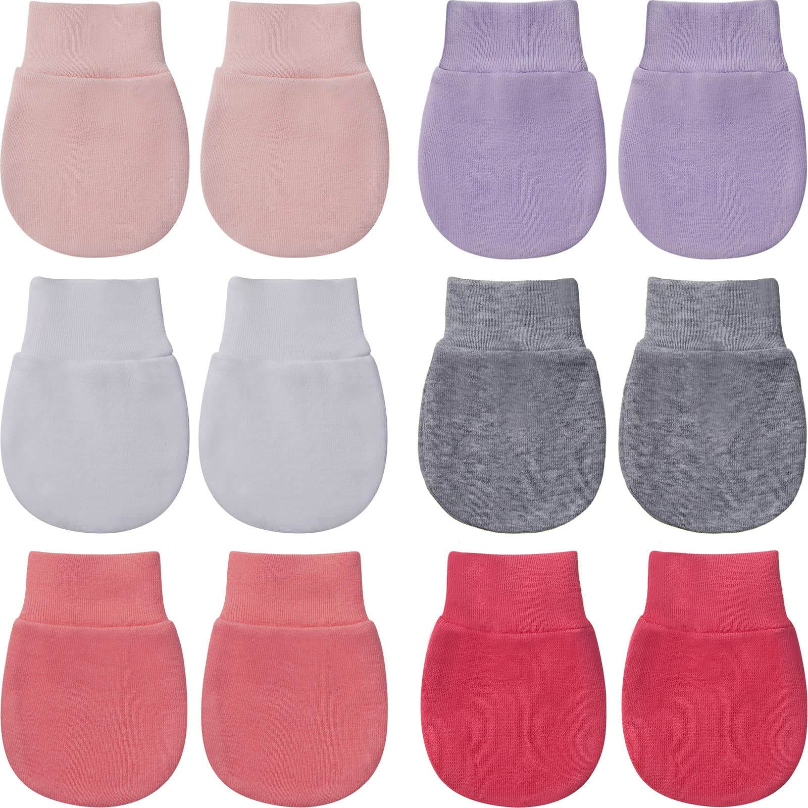 Geyoga 6 Pairs Newborn Baby Mittens No Scratch Gloves Infant Toddler Anti Scratch Essentials Unisex Cotton for 3-9 Months Girls 