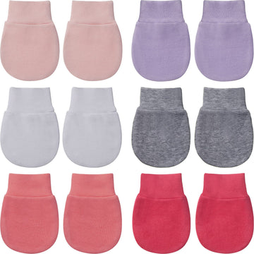 Geyoga 6 Pairs Newborn Baby Mittens No Scratch Gloves Infant Toddler Anti Scratch Essentials Unisex Cotton for 3-9 Months Girls 