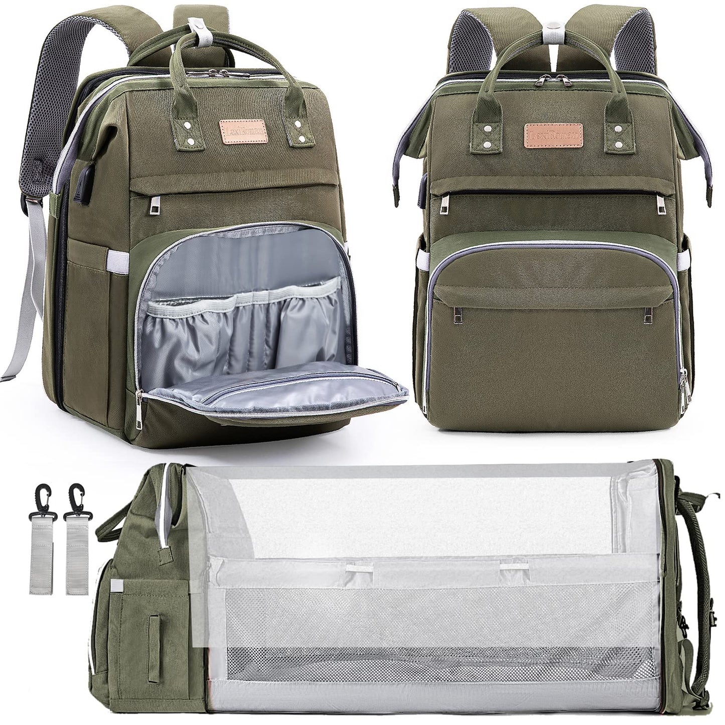 Lexiroman Diaper Bag Backpack, Large Capacity Multifunction Baby Bag With Changing Pad For Boy Girl, Travel For Moms Dads, Baby