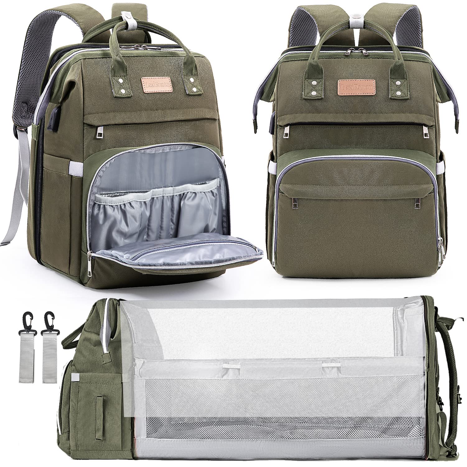 Lexiroman Diaper Bag Backpack, Large Capacity Multifunction Baby Bag With Changing Pad For Boy Girl, Travel For Moms Dads, Baby