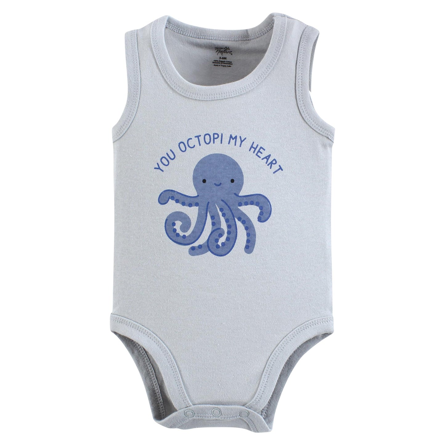 Touched By Nature Unisex Baby Organic Cotton Bodysuits, Mystic Sea, 3-6 Months