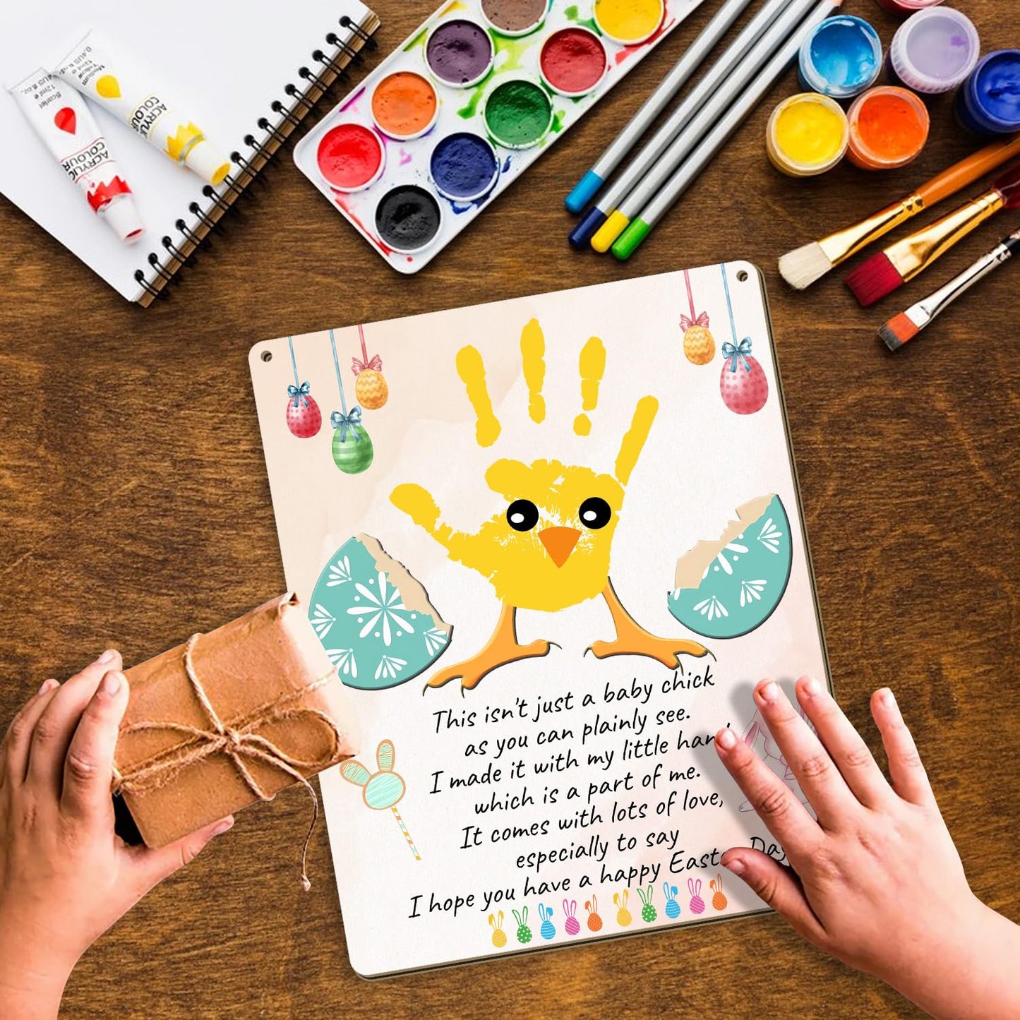 Diy Baby'S First Easter Handprint Sign, Baby First Easter Gifts For Babies Toddler, Baby Easter Crafts, Baby Handprints Keepsake