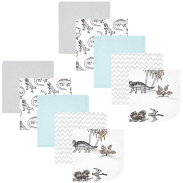 Hudson Baby Unisex Baby Flannel Cotton Washcloths 10-Pack, Neutral Dino World, One Size