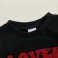 Lagkiyoj Toddler Baby Girl Boy Valentines Outfit Love Heart Long Sleeve Sweatshirt Pullover Tops Jogger Pants Clothes (Black Lov