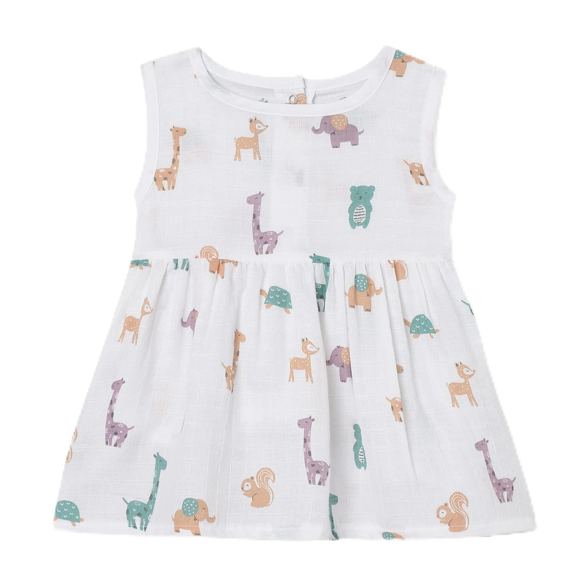 The Boo Boo Club Organic Cotton Frock For Girls | Soft Muslin Baby Dress | 1218 Months Toddler Summer Outfit | Sleeveless Knee