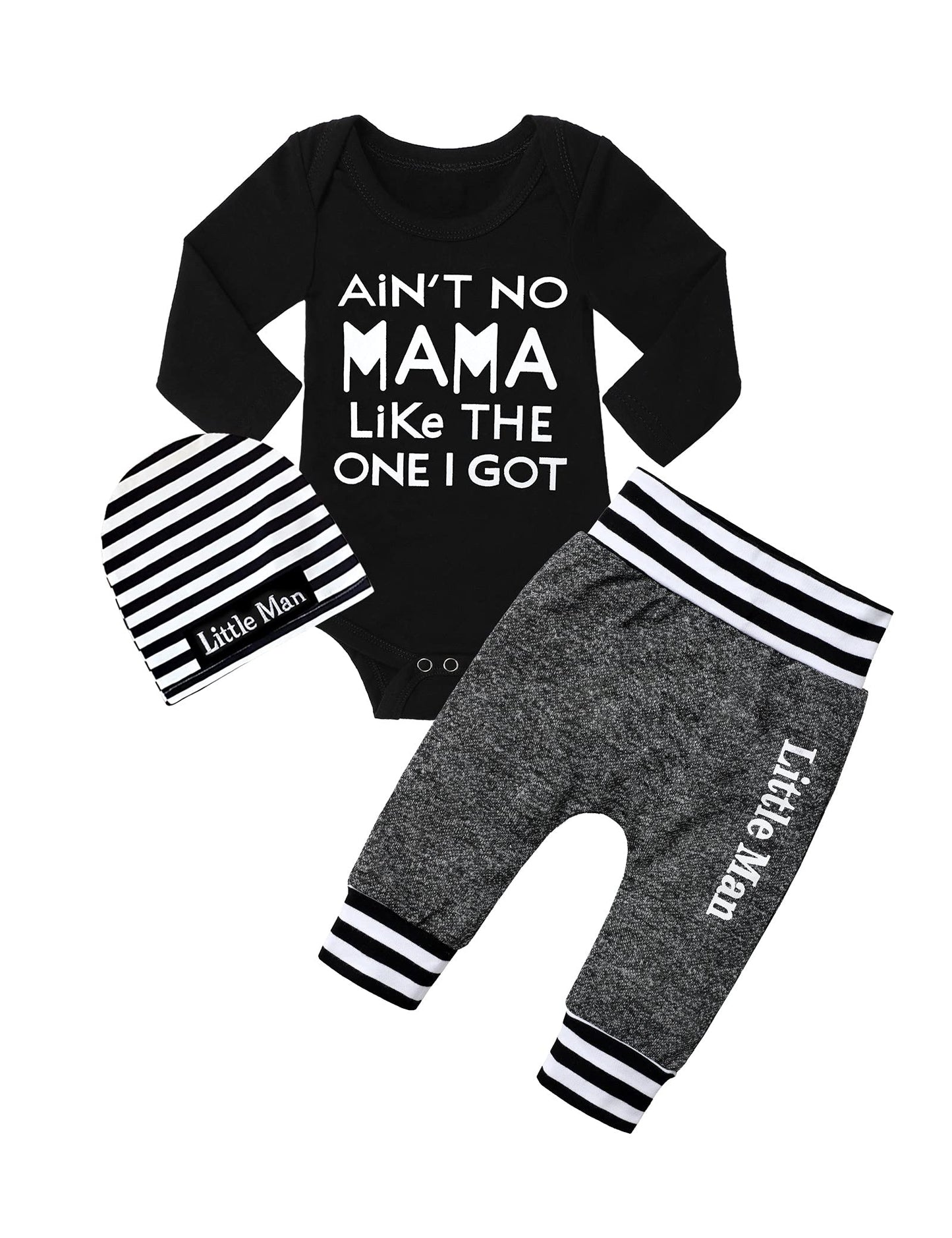 Baby Boy Clothes 0-3 Months Ain'T No Mama Like I Got Shirt Romper Little Man Pants Baby Boy Outfit Fall Winter Clothes