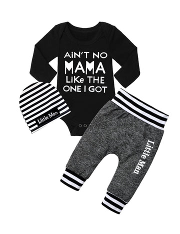 Baby Boy Clothes 0-3 Months Ain'T No Mama Like I Got Shirt Romper Little Man Pants Baby Boy Outfit Fall Winter Clothes