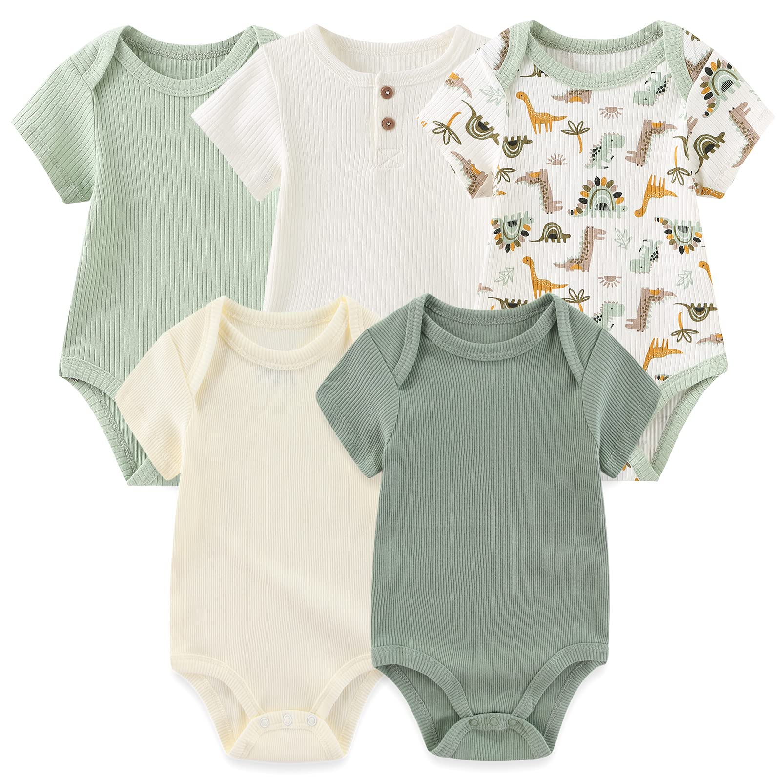 Mamimaka Baby Boys Girls Bodysuits Green Cotton One-Piece Vest,3-6 Months