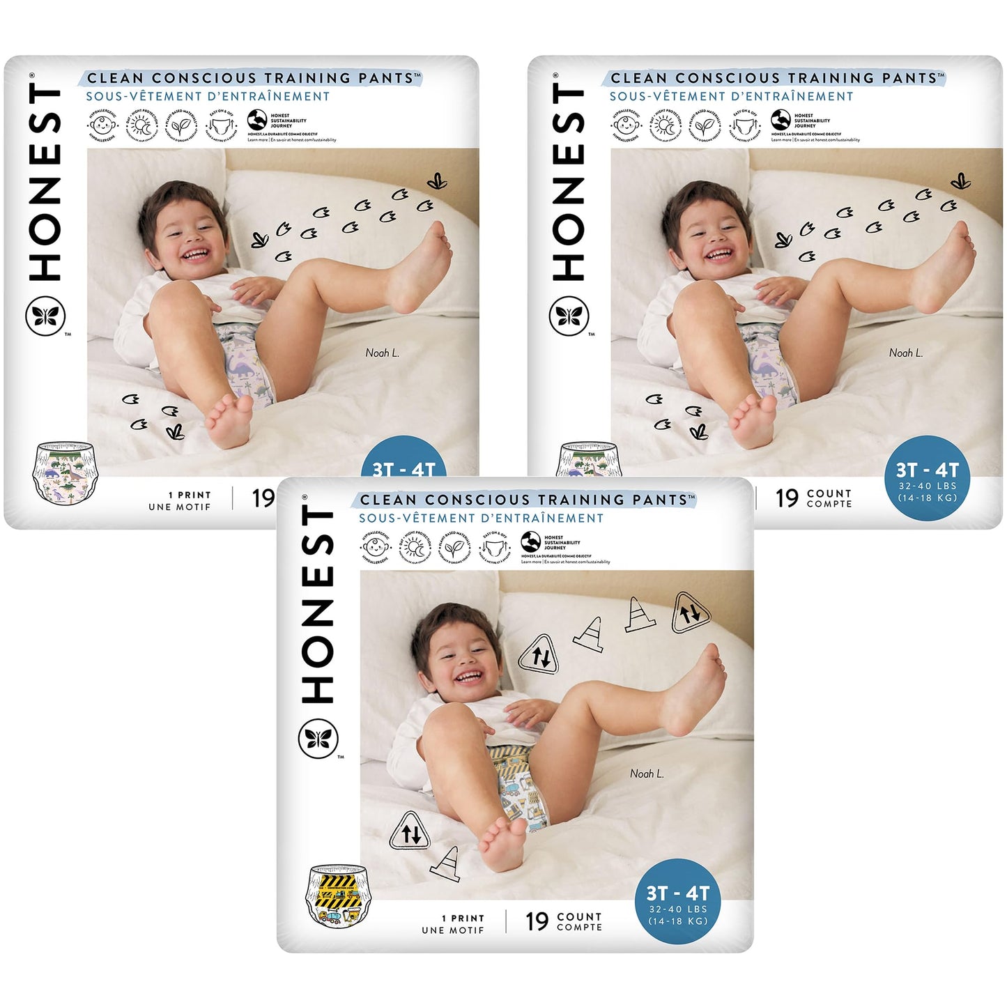 The Honest Company Clean Conscious Training Pants | Plant-Based, Sustainable Diapers | Rompin' & Stompin' + Diggin' It | Size 3T