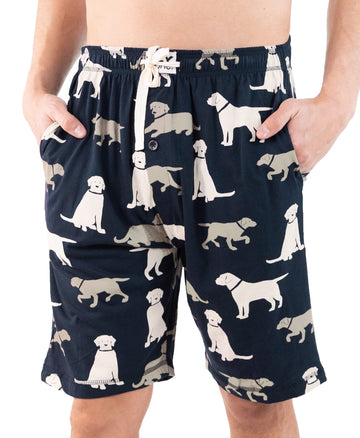 Lazy One Pajama Shorts For Men, Mens Pajama Bottoms, Sleepwear, Dogs, Animal (Labs, Small)