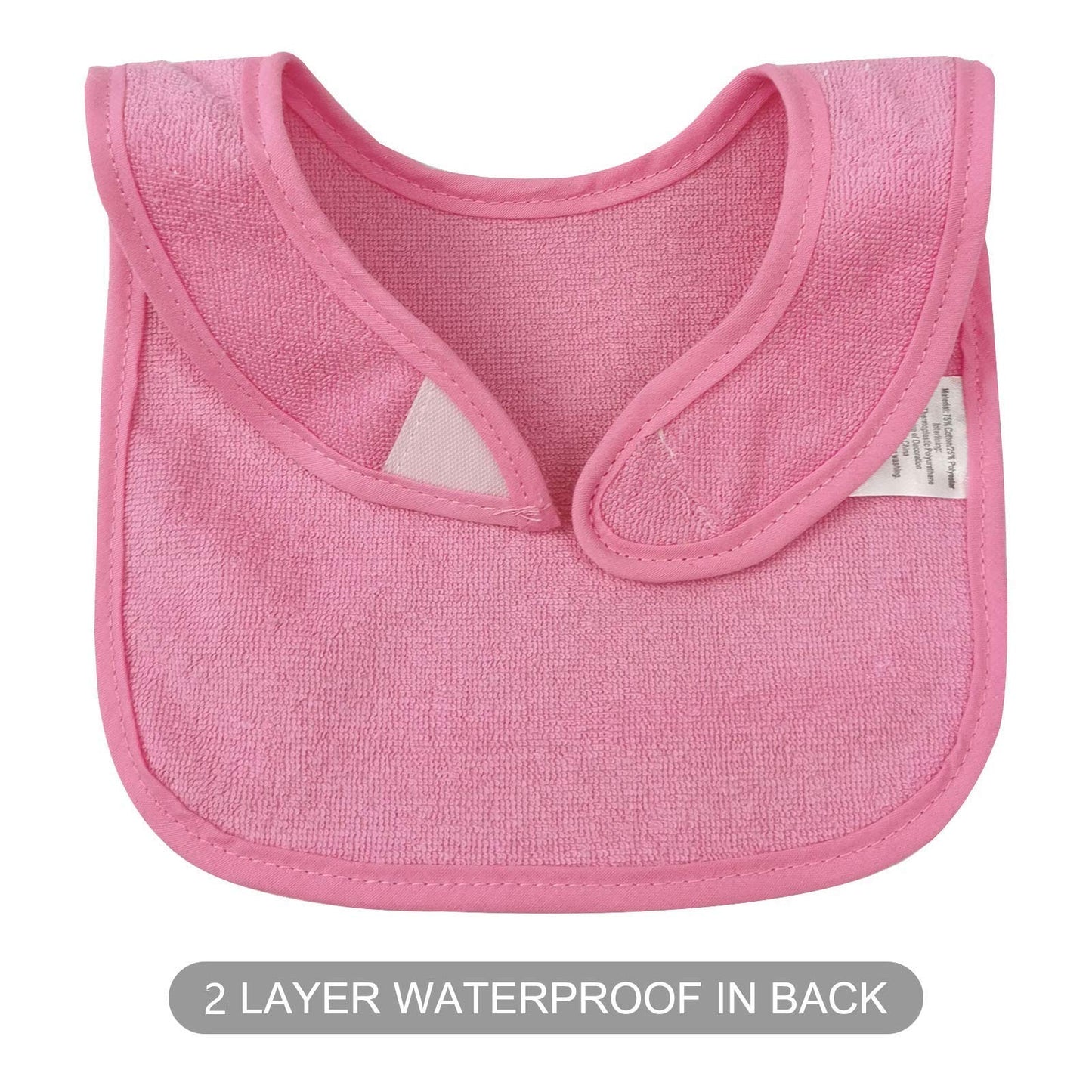 Spinfox 12 Pack Waterproof Baby Bibs For Girls Terry Drool Bib Cotton Solid Knit Infant Feeding Bibs -Girl