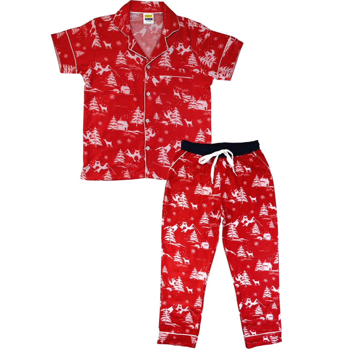 SHOPmOZO Winter Warm Pure Cotton Short Sleeve Kids Nightwear/Nightdress/Sleepsuit/Sleepwear/Night Suit for Boys and Girls Top an
