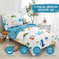 Djy Cotton Toddler Bedding Set For Boys Girls, 4 Pieces Dinosaur Toddler Bed Comforter Set, Includes Quilted Comforter, Flat She