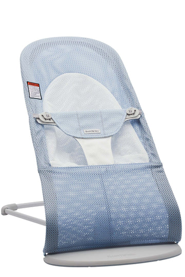 BabyBjrn Bouncer Balance Soft, Light Grey Frame, Mesh, Sky Blue/White (005143US)