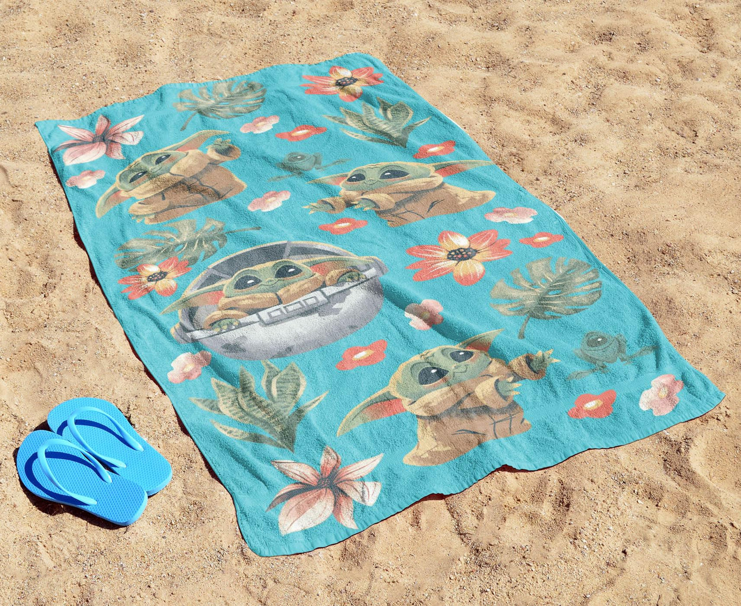 Jay Franco Star Wars The Mandalorian Kids Bath Pool Beach Towel - Super Soft & Absorbent Baby Yoda Grogu 100% Cotton Towel, Meas