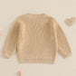Nokpsedcb Baby Girl Cute Long Sleeve Heart Flowers Embroidery Oversized Sweater Toddler Valentine Outfit (Khaki Love, 6-9 Months