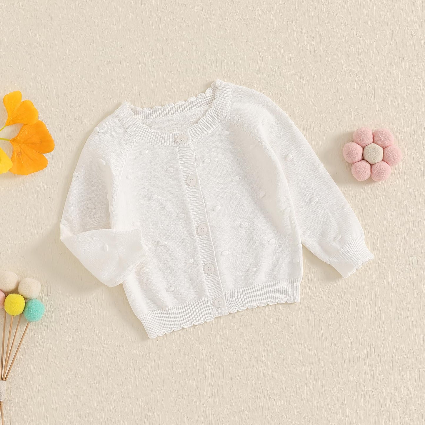 Infant Baby Girl Cardigan Sweater Long Sleeve Button Up Knit Sweatshirt Jacket Toddler Baby Girl Fall Outfits (White, 3-4 Years)