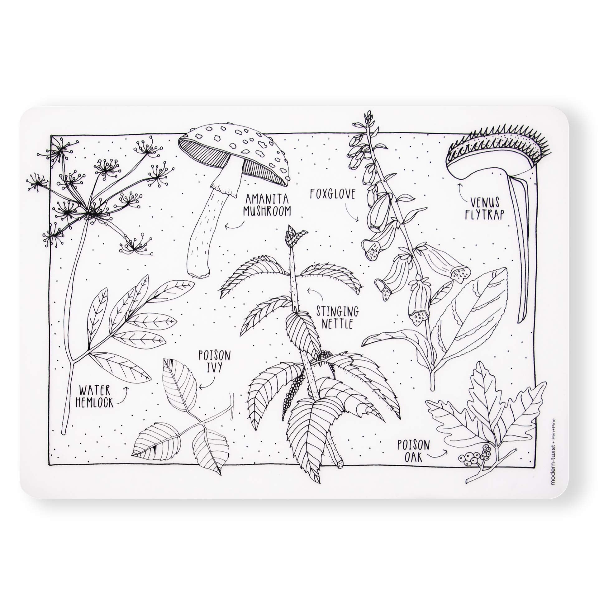 Modern-Twist 10 X 14' Reusable, Waterproof Coloring Mark-Mat Sheet For Kids, 100% Food-Grade Silicone, Pack Of 1, Dangerous Pla
