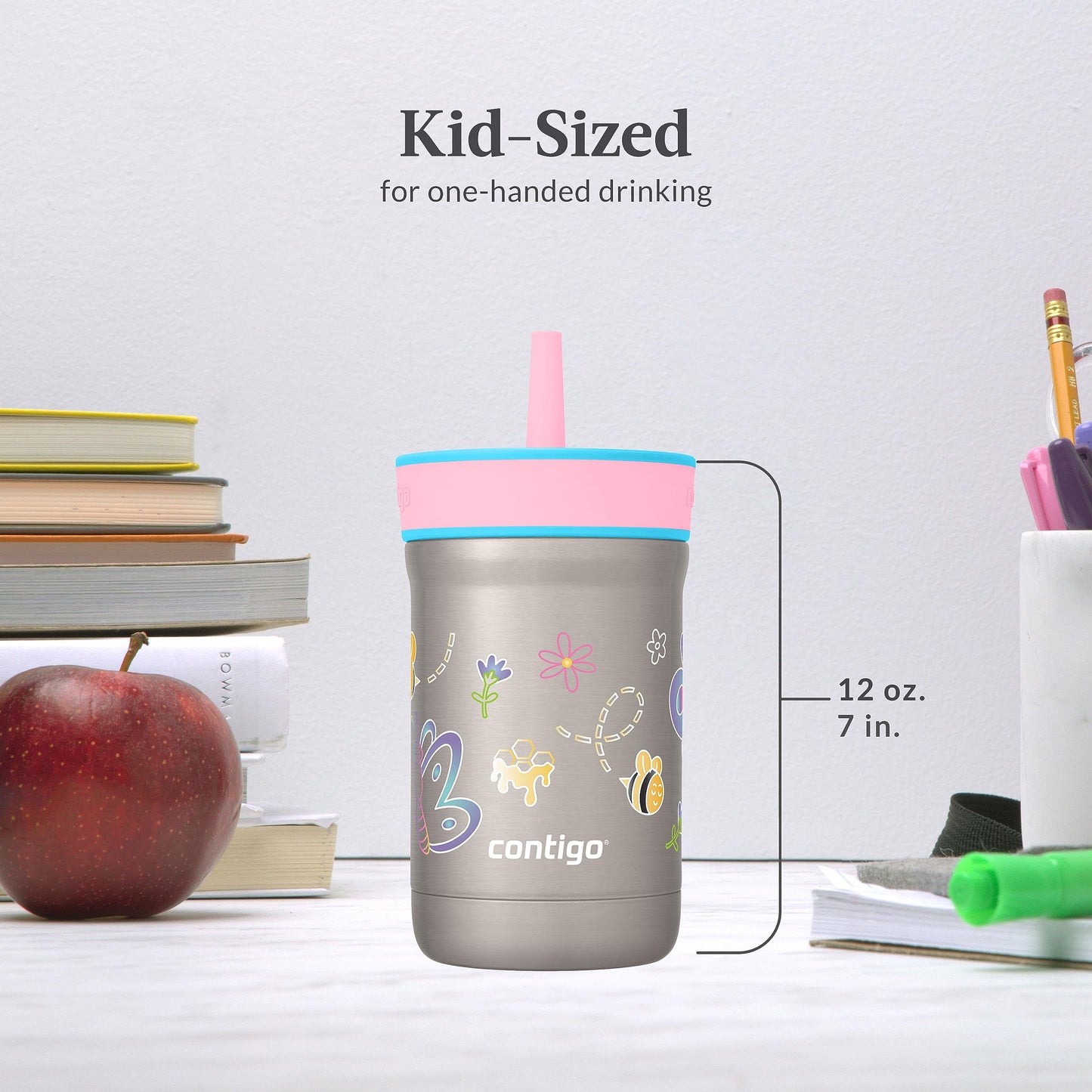 Contigo Leighton Beverage|Water Bottles, 12 Oz, Raspberry/Azalea