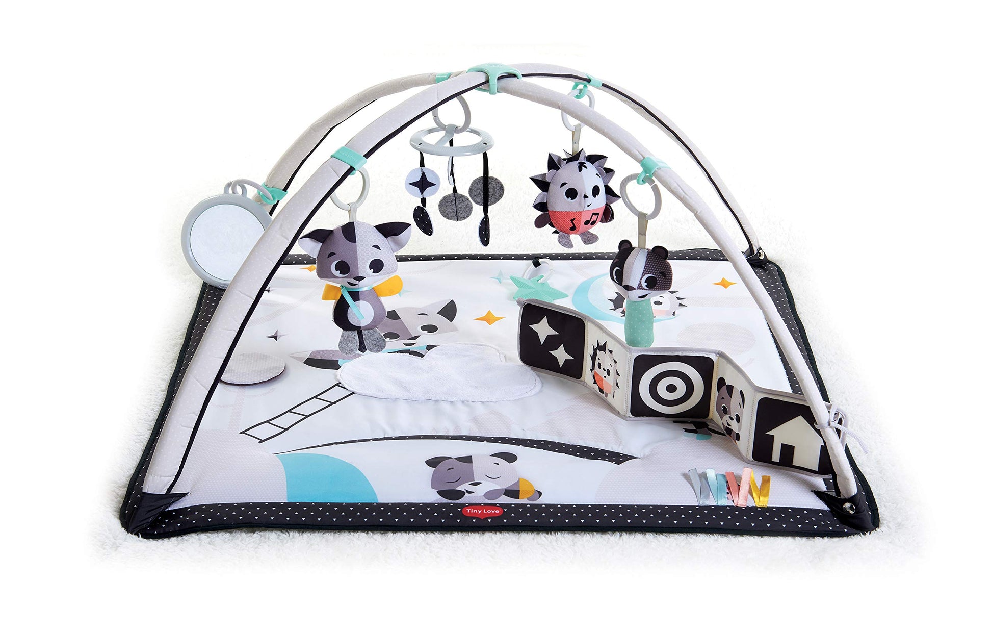 Tiny Love Baby Tummy Time Play Mat, Gymini Deluxe Baby Play Mats For Floor, Magical Tales Black & White Activity Gym