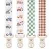 Stadela Baby Fabric Pacifier Clip Holder, Plastic Clip, 4-Pack, Construction Pattern, Otto Set