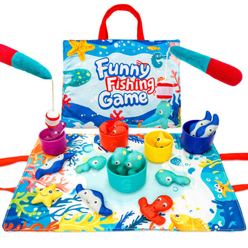 Fishing Game Toddler Sensory Toys Montessori Toy for 1-3 Birthday Gift 23pcs Sea Animal Cloth Fish Game for kids 1 Year Old with