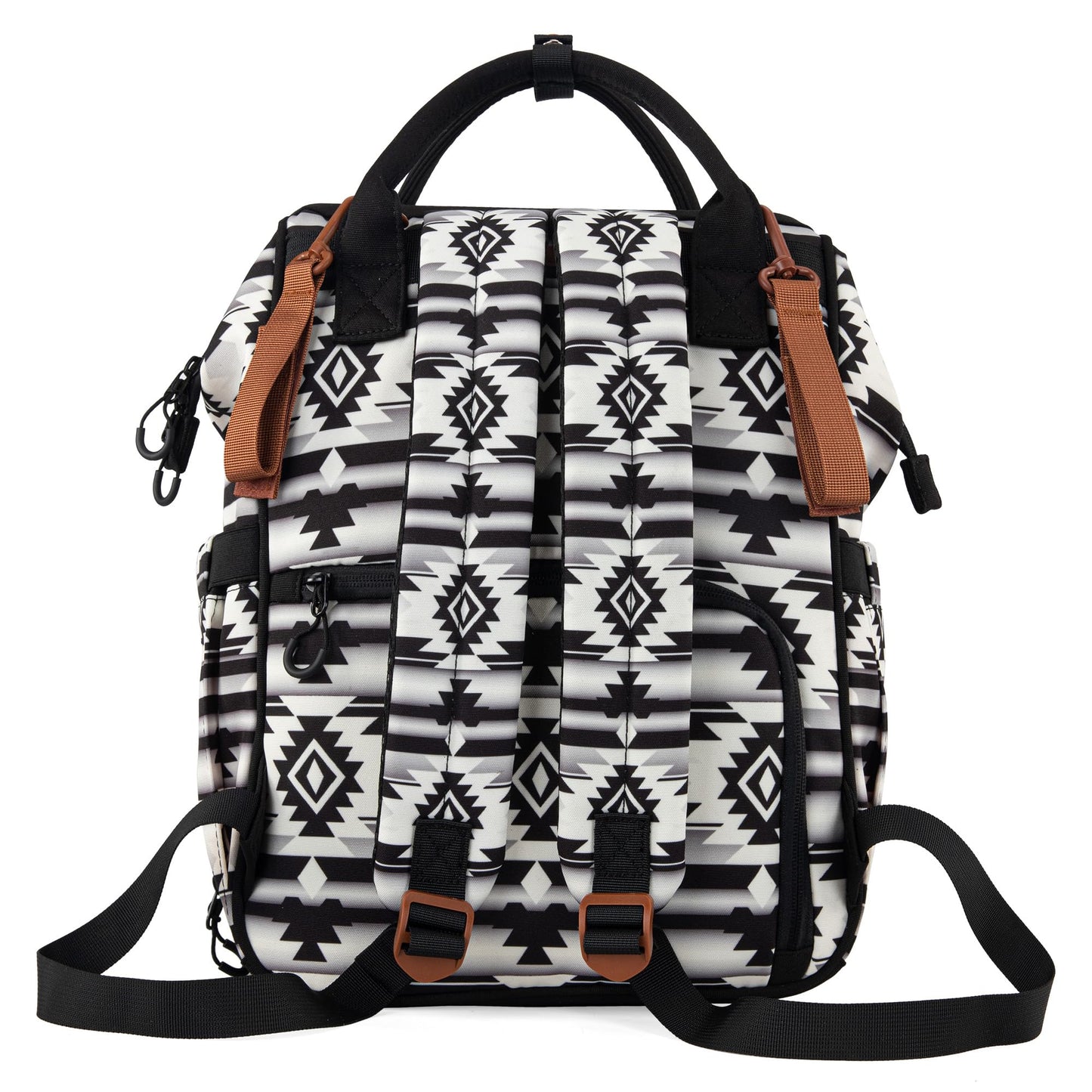 Wrangler Backpack Organized Travel Baby Bag With Stroller Strap Aztec Black
