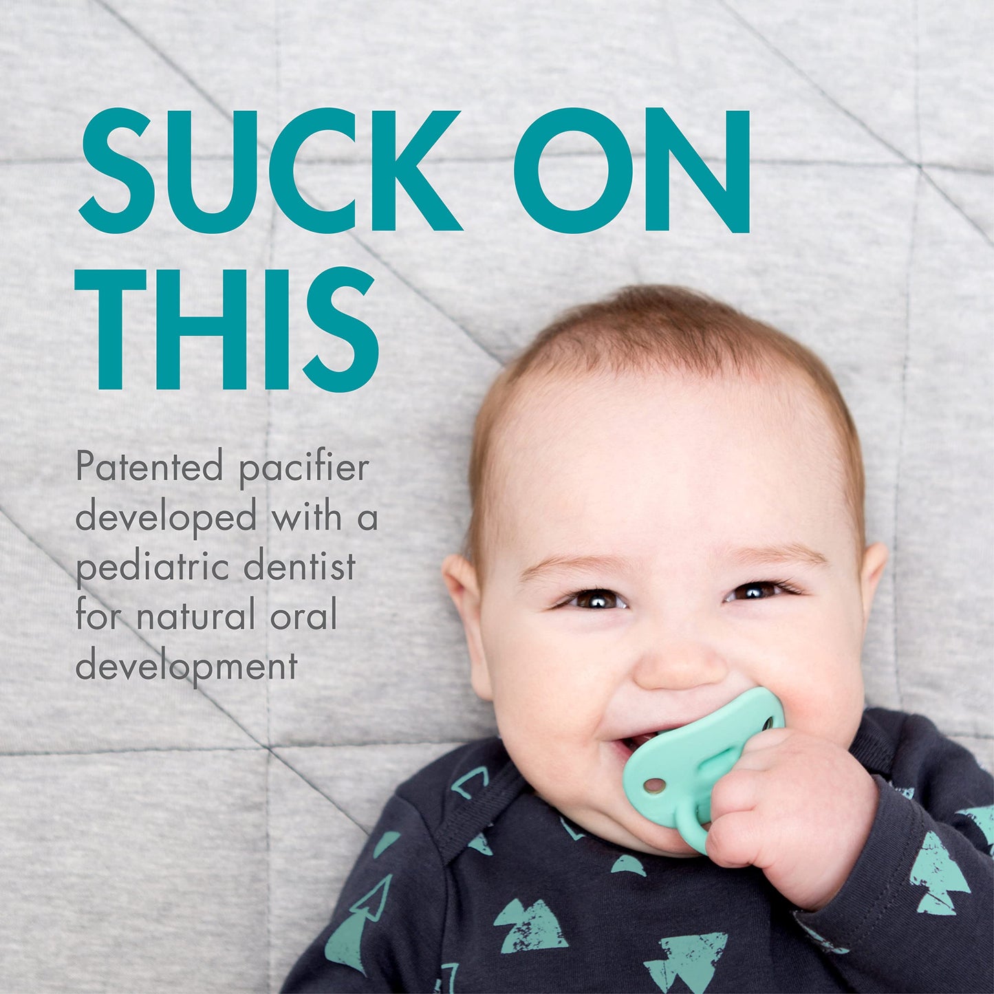 Boon Jewl Silicone Orthodontic Pacifier - Baby Pacifier With Soothing Gem-Shaped Nipple - Comfortable Baby Pacifiers Support Nat