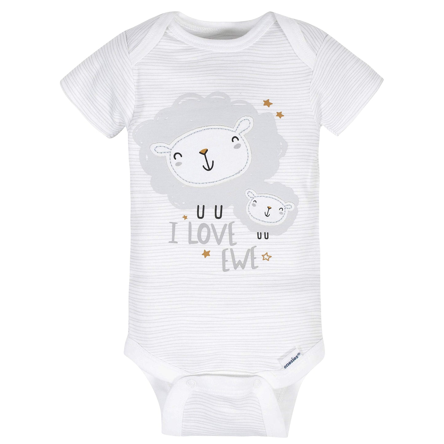 Gerber Baby 8-Pack Short Sleeve Onesies Bodysuits, Sheep Grey, Newborn