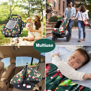 Smttw Baby Car Seat Covers, Infant Car Canopy For Spring Summer Autumn Winter, Universal Fit, Snug Warm Breathable, Car Seat Can