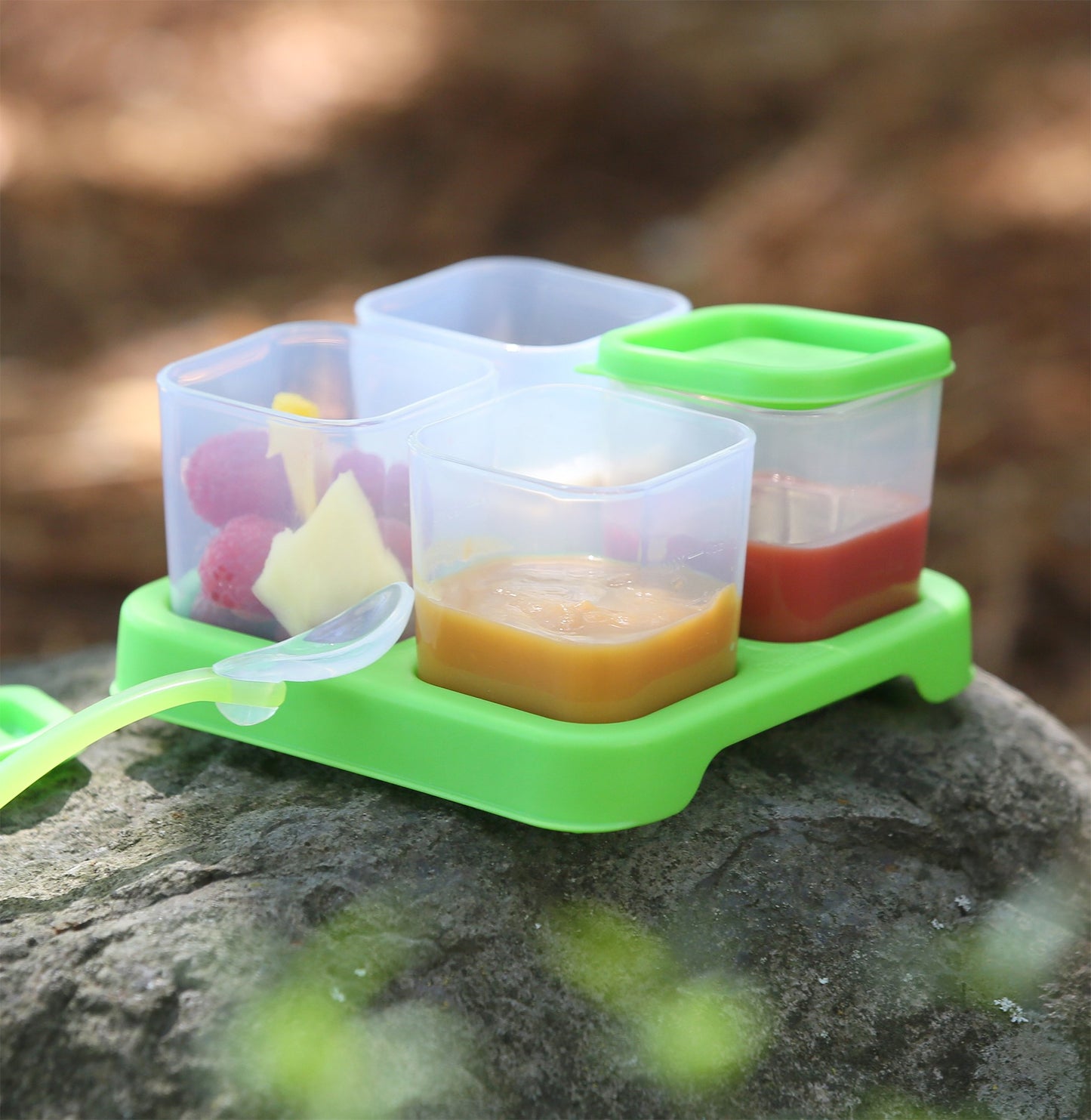 Green Sprouts Fresh Baby Food Unbreakable Cubes (4Oz/4Pk) | Store, Carry, & Serve Homemade Baby Food | Lid Provides Leak-Proof S