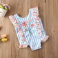 Kids Baby Girls One Piece Swimsuit Striped Flamingo/Mermaid Tassel/Ruffle Floral Swimwear Bathing Suit (6-7 Years, Blue Ruffles)