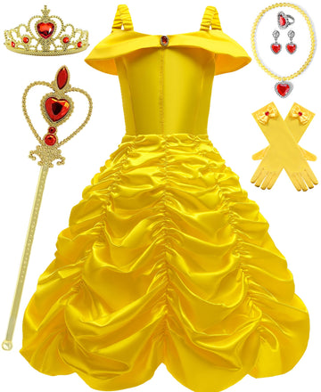 Princess Dresses For Girls Halloween Costumes Princess Belle Costume For Girls Kids 8-9 Years(150Cm,E39)